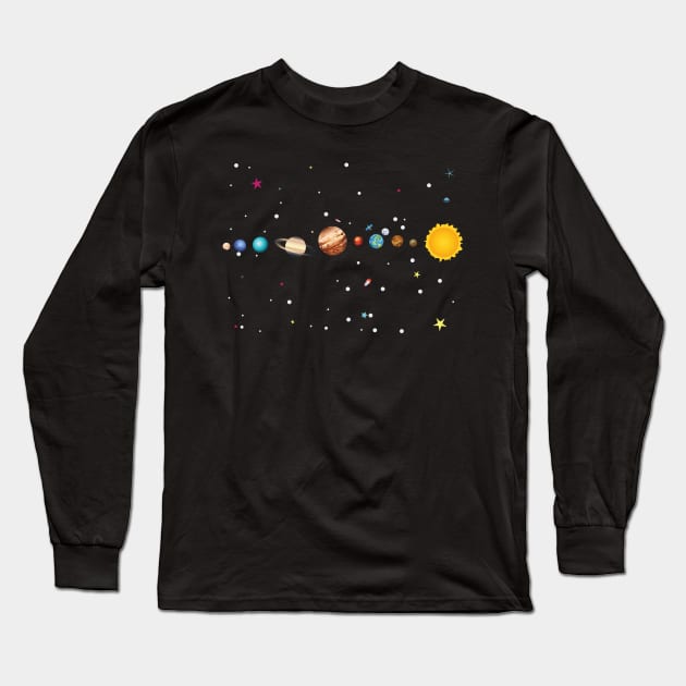 Solar system parade of planets Long Sleeve T-Shirt by AnnArtshock